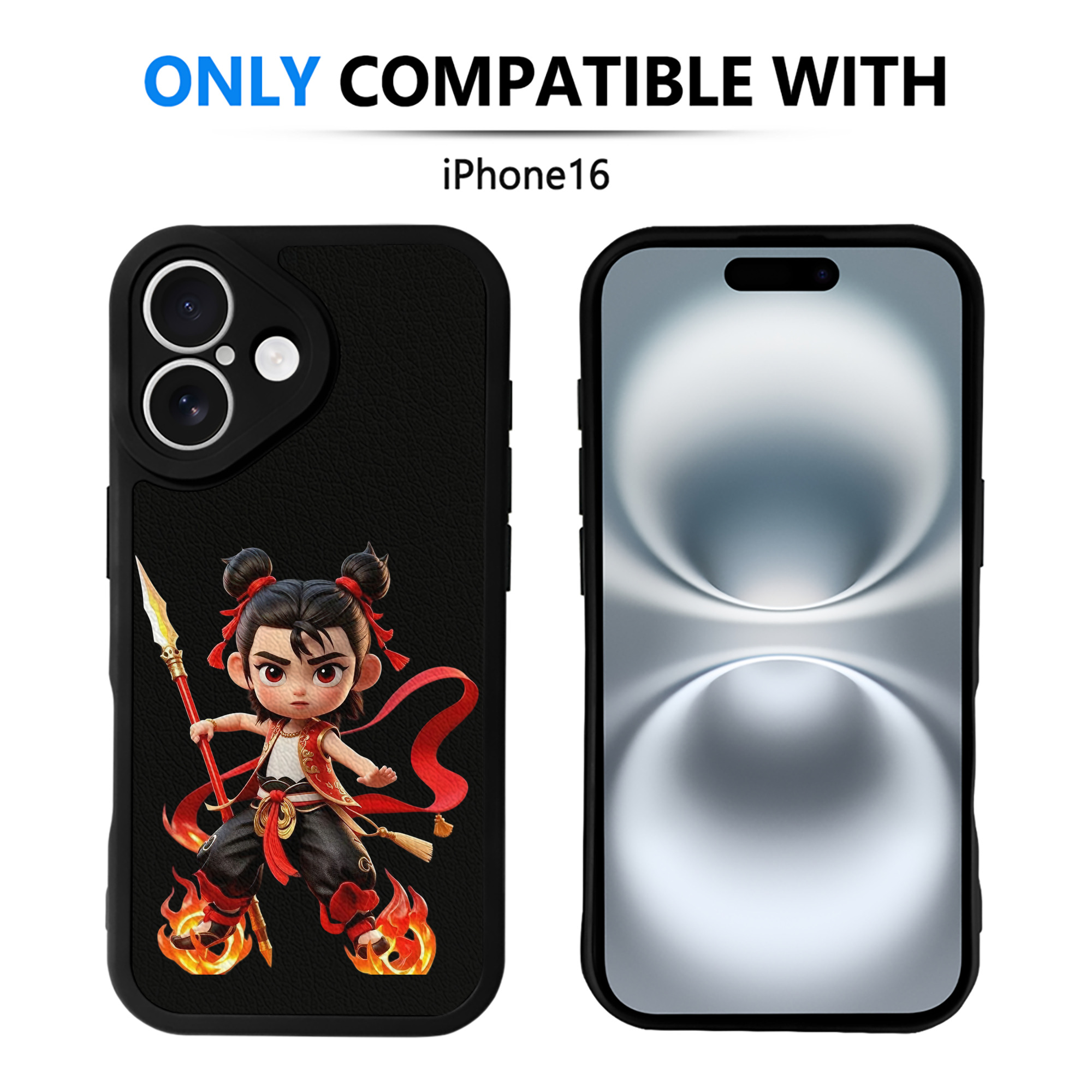 （画像用） Ne Zha 2 ナタ 魔童の大暴れ 【iPhone 16シリーズ対応】シリコンスマホケース（レザー調） 材質：シリコン